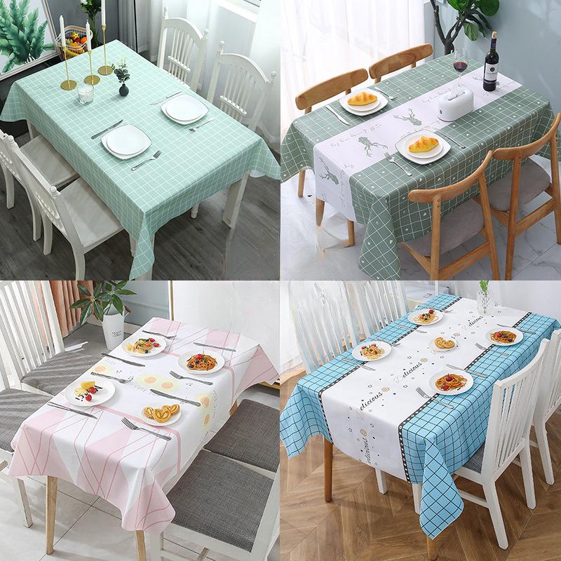 Home Tablecloth, Anti-scalding, Waterproof, Oil-proof, No-wash PVC Plaid Coffee Table Table Mat, Dormitory Tablecloth