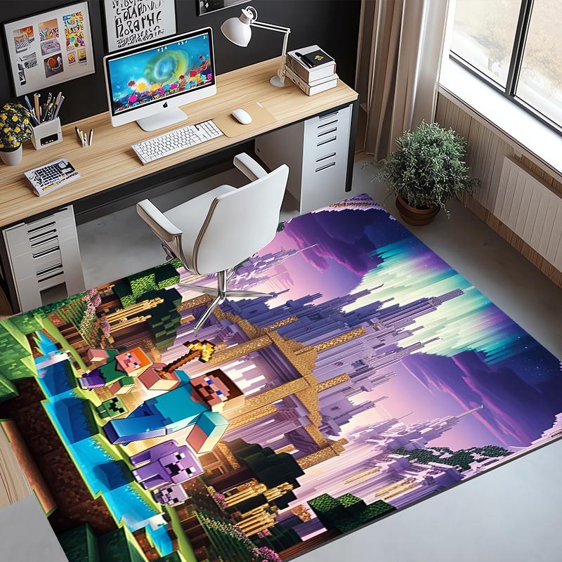 Tappeto con motivo Minecraft, Tappetino da interno/esterno, per Picnic, Sala giochi, Camera da letto, Ufficio, Soggiorno, Tappeto decorativo per la casa, Regalo di compleanno