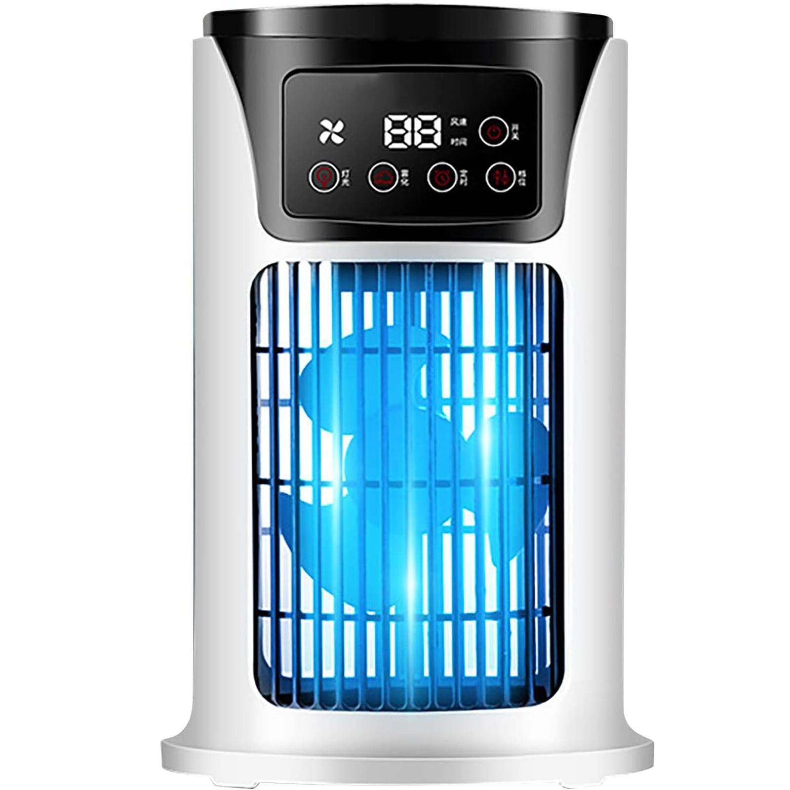 

Portable USB Rechargeable Camping Fan Large Capacity Battery Outdoor Battery Operated Fan with Adjustable Head and Digital Display for Hiking Travel One Size білий