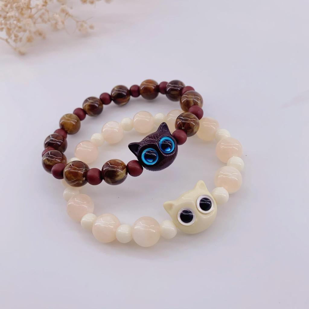 Sweet Cool Cat Unisex Beaded Bracelet - Niche Design Gift for Couples & Best Friends