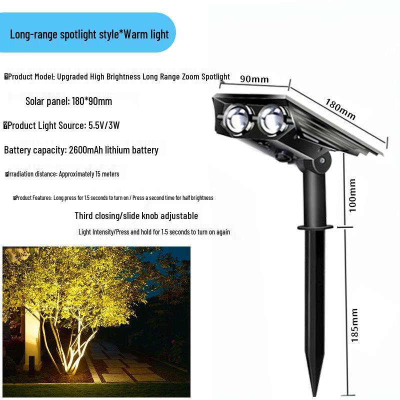 High Brightness Waterproof LED Solar Spotlights for Outdoor Lawn and Courtyard Lighting