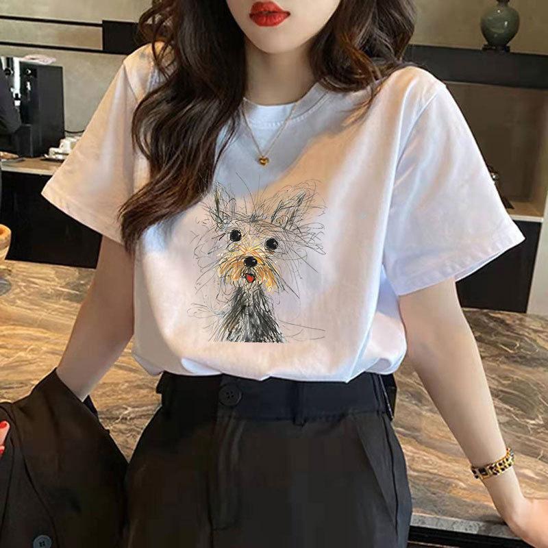 Women Cute Pink Bear Graphic T Shirt Casual Cotton O Neck Short Sleeve Loose Summer Tee Daily Basic Tops