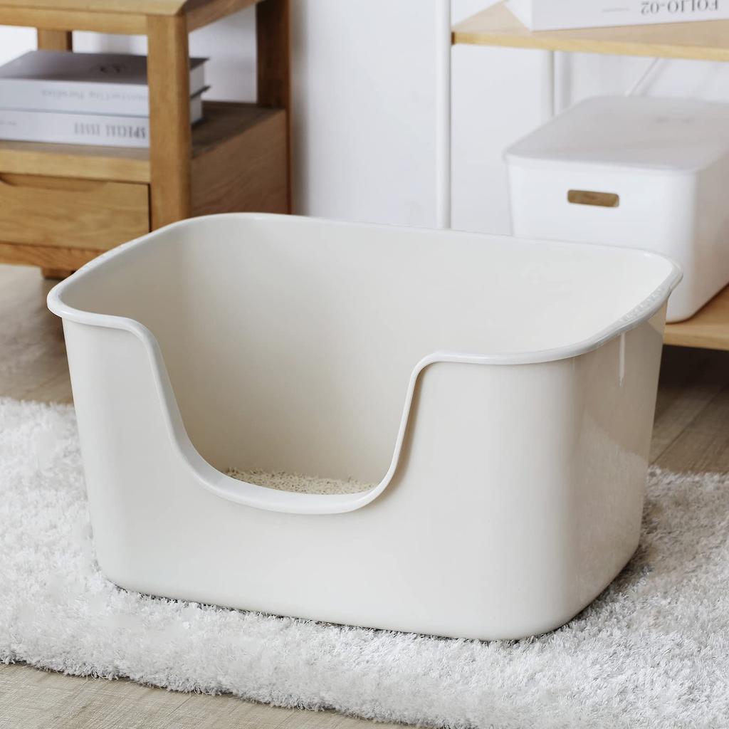 Smart Paws Big Cat Litter Cute Cat Litter Box 64x42x33cm Box, (Cream)