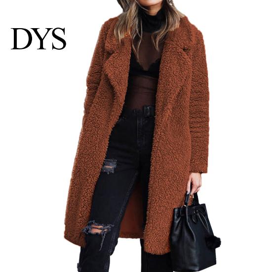 Casual Style Women Outerwear Winter Jacket Double-sided Fleece Turn-down Collar Long Sleeves Knee Everyday Length Keep Warm Cozy Overcoat Outdoor