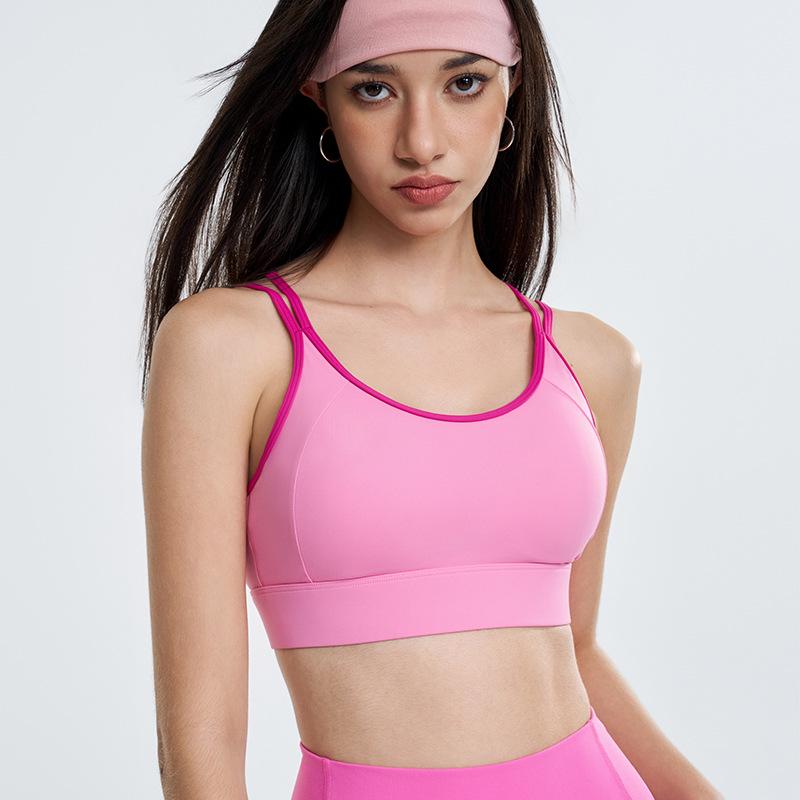 Women's Shockproof Sports Bra - Stylish Back Yoga Vest with Fixed Cup for Pilates and Fitness