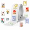 500 Sheets/roll Roll Stickers Tape Floral Stamp Stickers Handbook Material Decorative Envelope Seal Stickers