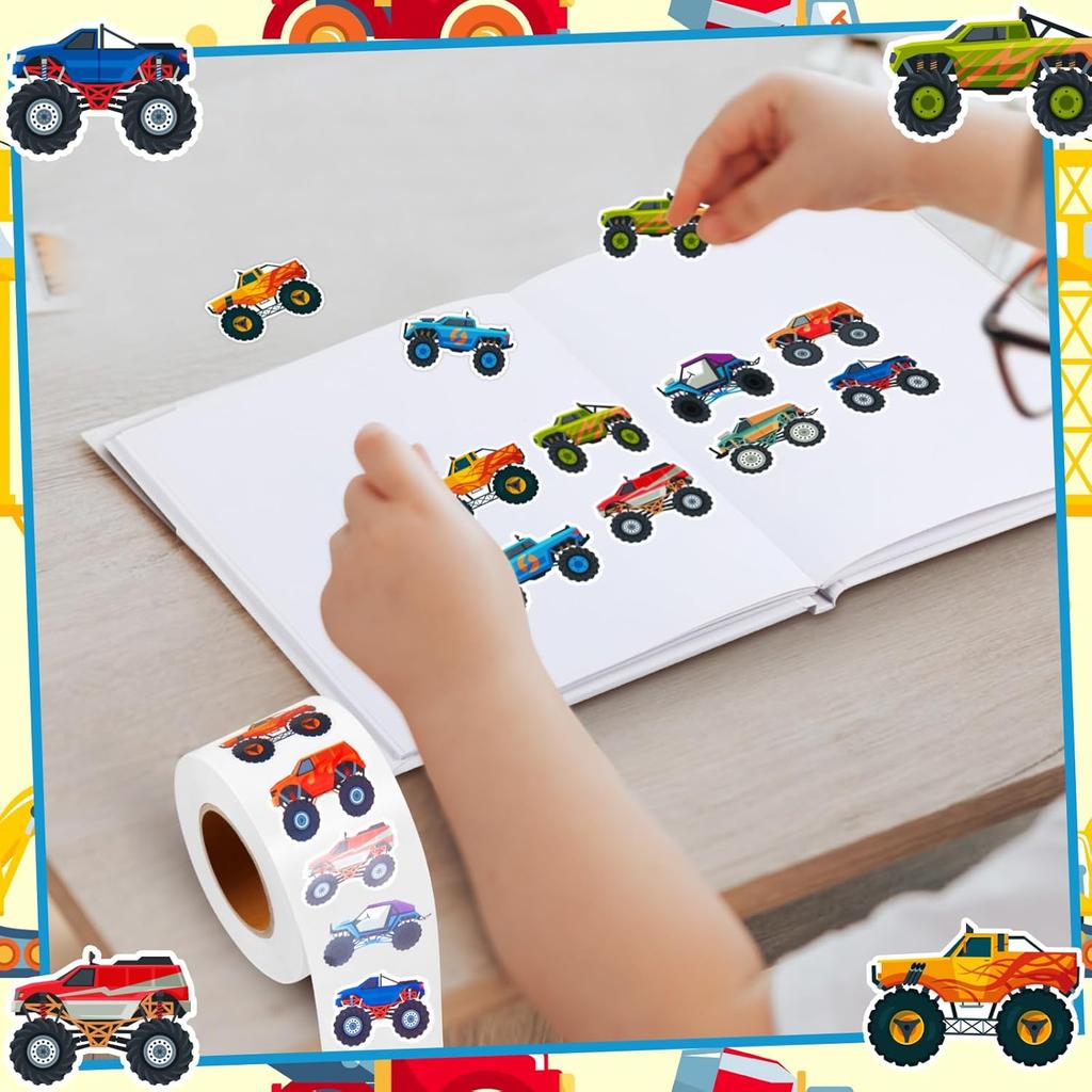 100-500pcs Cartoon Off-road Vehicle Stickers Birthday Party Gift Wrapping Label Scrapbook Reward Stationery Stickers