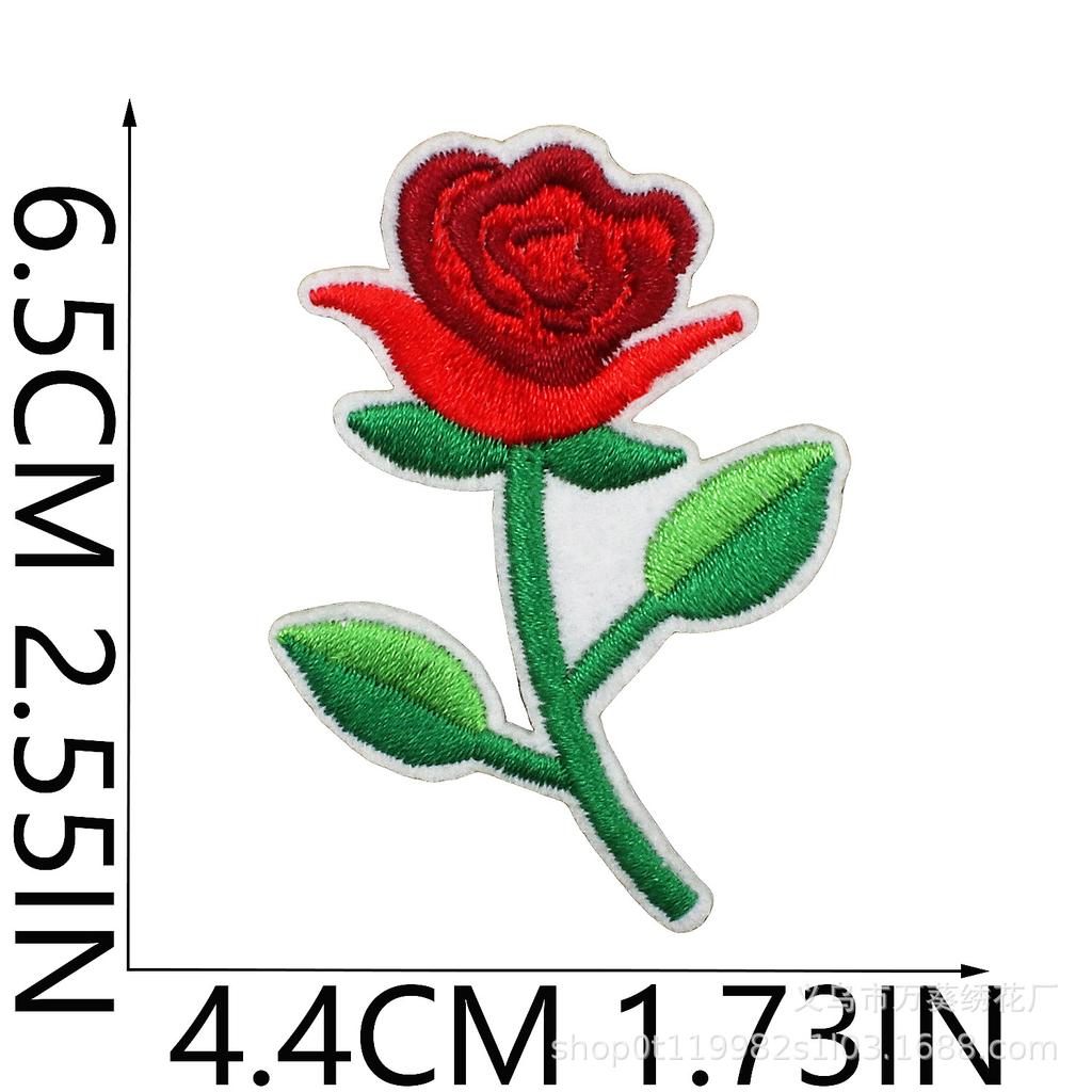 Small Daisy Embroidery Cloth Sticker Cartoon Peony Flower Bag Decoration Computer Embroidery Beautiful Small Red Flower Patch Ironing