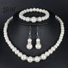 Stylish Faux Pearl Jewelry Gift 1 Set Women Necklace Bracelet