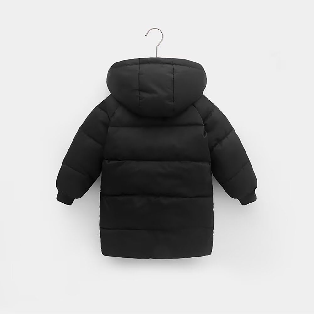 Kuhvvse Down for Girls and Solid Size 90 Kids' Jacket, Padded, Boys, Warm, Cold-Proof, Windproof, Winter, Hooded, Color, 90-150 (Size Black)