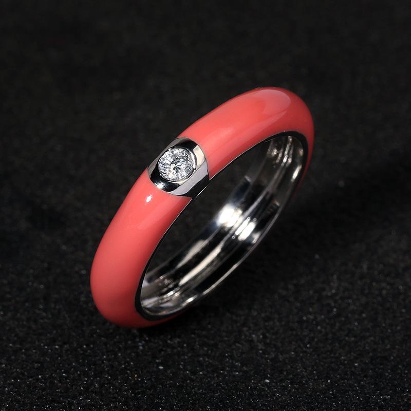 Anello in Argento 925 Creativo Retrò Smalto Colorato Anello Minimalista Fiore Femminile Per Donne Matrimonio Festa Fidanzamento Gioielli Regalo