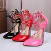 Cross Tied 16cm Heels Roman Women Shoes Fashion Thin with Sandals Big Size Shoes 47 Evening Model Nightclub WZ