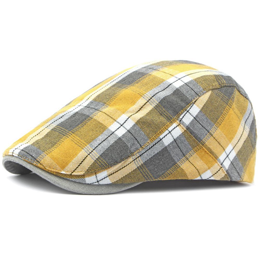 HT4637 Berets for Men Women Vintage Artist Painter Plaid Beret Hat Male Female Adjustable Ivy Flat Cap Spring Summer Beret Caps
