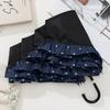 Ombrello Pieghevole con Bordi Arricciati a Pois Lolita per Donne, Rivestimento Nero Protezione Solare, Ombrello da Sole Portatile Ultra-Leggero