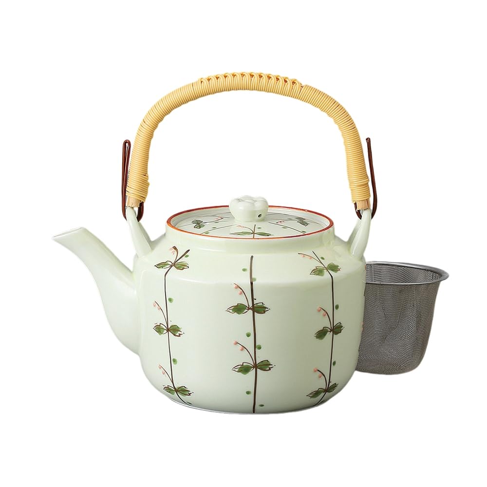Ale-net Teapot, 19 x 14 x 12 cm, 1000cc, Futaba Square, No. 6, with Stainless Steel Tea Strainer, Porcelain, Mino Ware, Made in Japan, Stylish