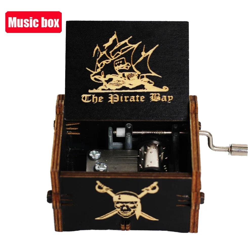 **Hot Antique carved Wooden Hand Crank Jurassic Park Music Box Action Toy Figure Anime Model Christmas Birthday Gift