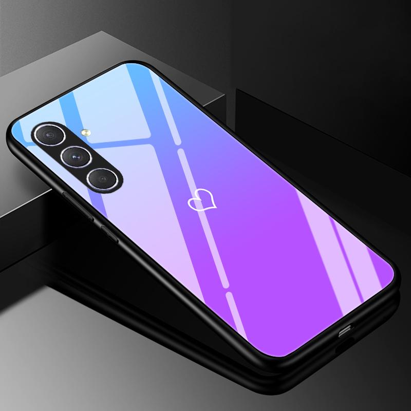 Hartowane Szklane Etui na Telefon Dla Samsung Galaxy A05 A05S Pokrowiec A15 A14 A24 A34 A25 A54 4G 5G Luksusowy Twardy Tył Zderzak A04 A04S A04E