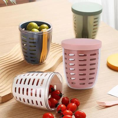1pc Double-Layer Vegetables Sealed Storage Box Vegetable Fruit Fresh Container Meat Onion Ginger Strainers Basket Kitchen Supplies