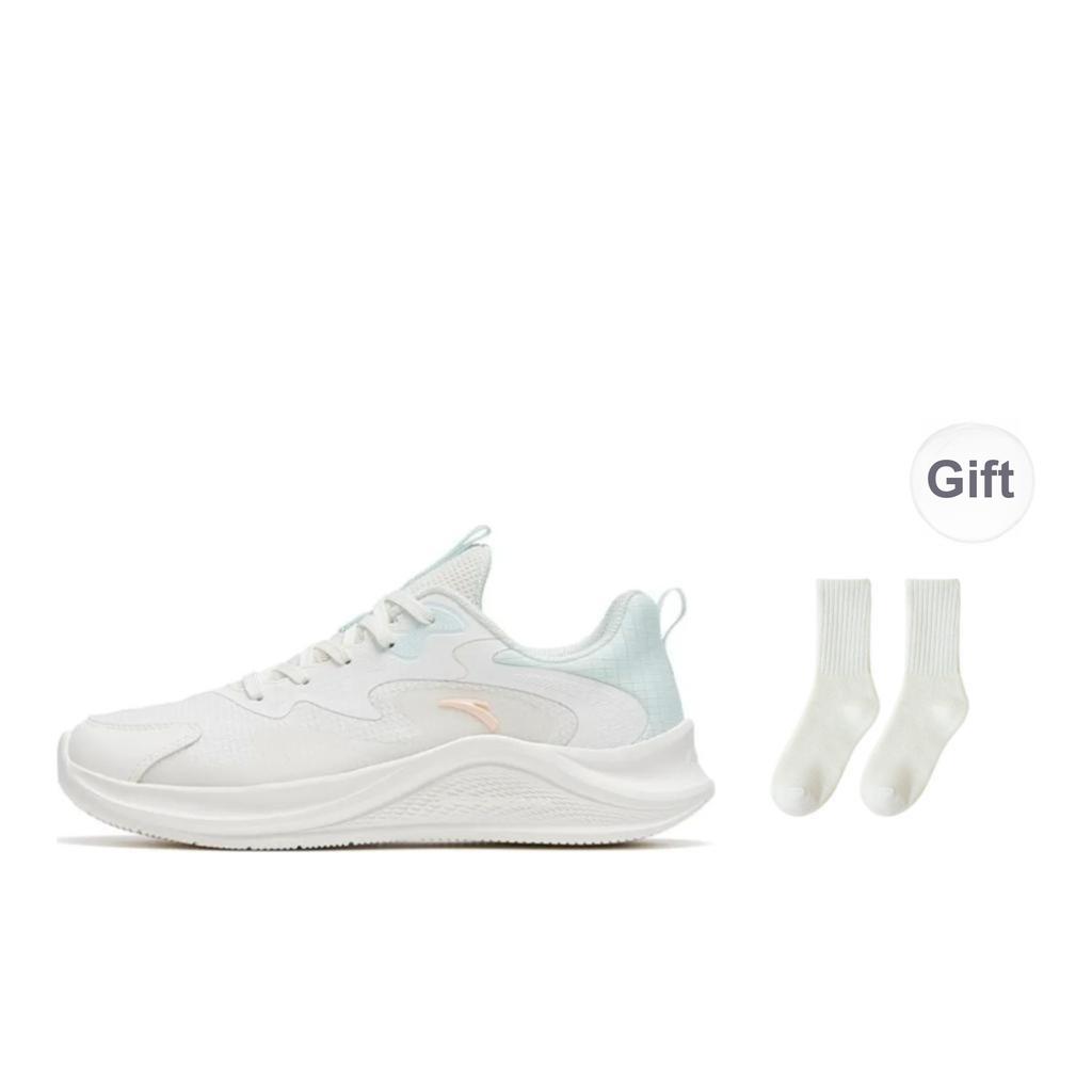 Anta Casual Versatile Shock Absorbing Non-Slip Wear-Resistant Lightweight Rebound Low-Top Running Shoes Women sneaker White Blue 922525558F-1
