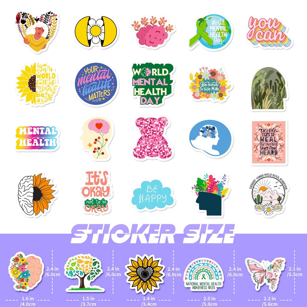 100 Small Size 4cmtemu Specializes In Mental Health Knowledge Education Stickers Mental Hea
