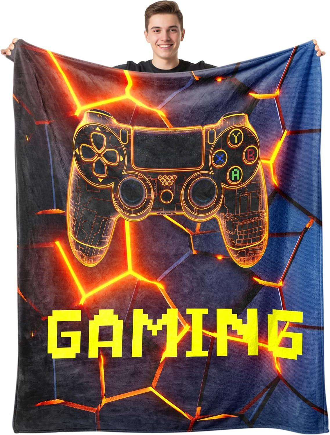 

Game player pattern Flannel printed blanket suitable for all seasons suitable for living room office sofa and travel 75x100cm