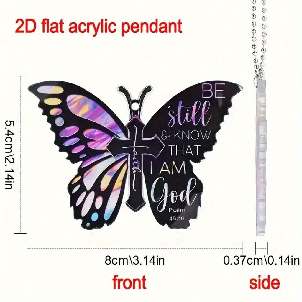 Exquisite Colorful Black Butterfly Cross Pendant, Bicycle Rearview Mirror Decor, Keychain, Holiday Gift