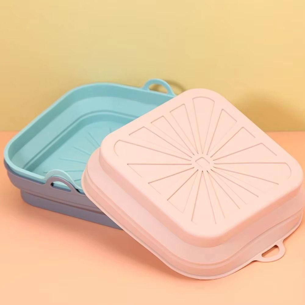 Round/Square Foldable Fryer Baking Tray Flexible Air Fryer Silicone Mat Baking