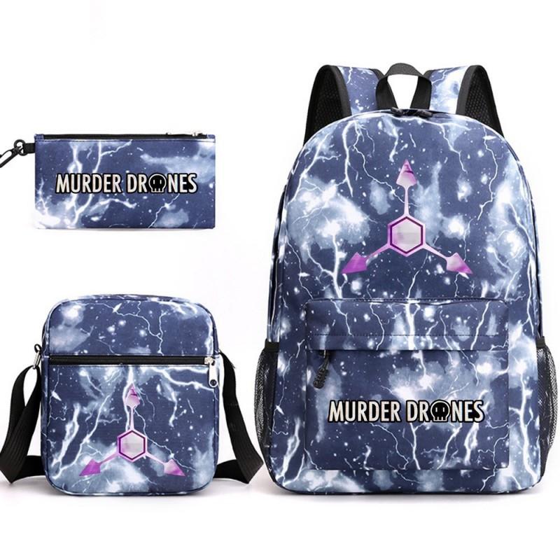 Murder Drones Themed 3-Piece School Set: Backpack Shoulder Bag Pencil Case Teens