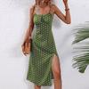 2025 Bohemian Dress Sexy Suspender Split Polka Dot Dress