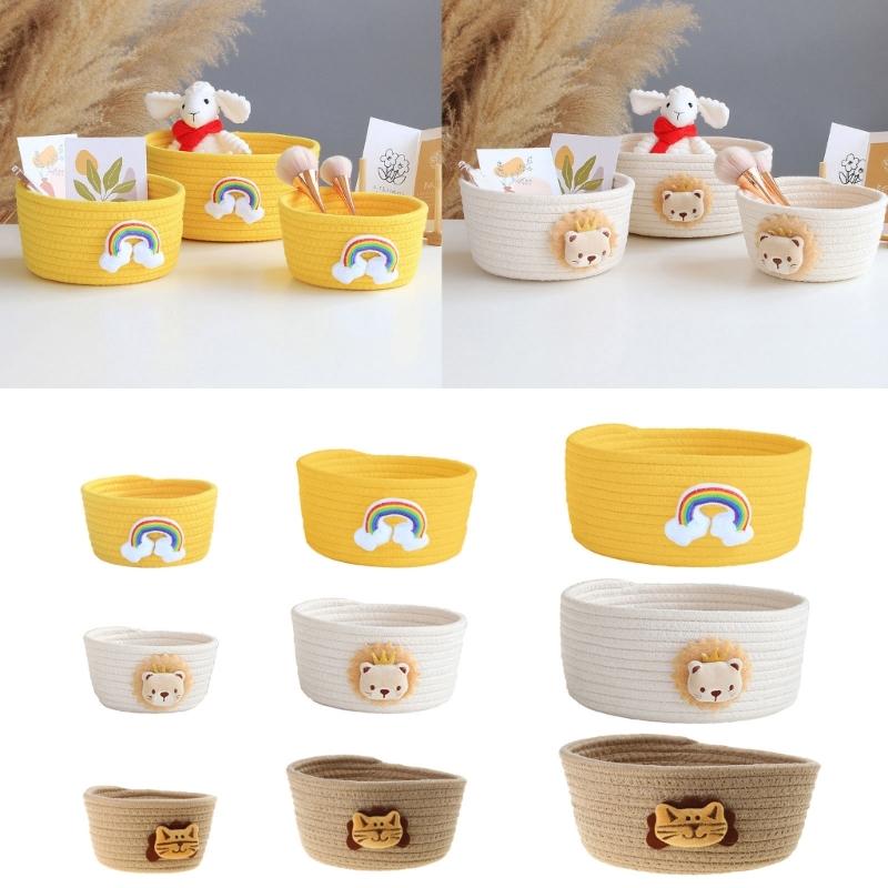 Small Woven Baskets for Organizing Rope Storage Basket Cute Cotton Basket Nursery Gift Dogs Toy Storage Bins for Toy