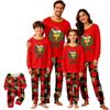 Matching Family Christmas Pajama Set with Neck Long Sleeve and Long Pants for Kids and Adults