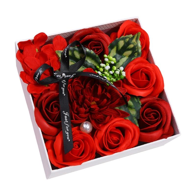 Friendly Artificial Flower Decorative Box Durable Jewelry Case Lightweighted Gift Storage Box Elegant Flower Container красный