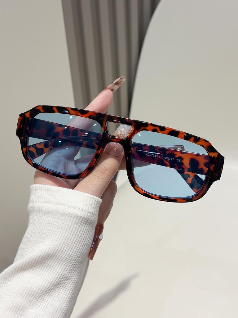 Double beam pilot sunglasses sunscreen fashion box sunglasses new trend versatile personality sunglasses