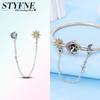 Charm Bead Charms Copper Sun Moon and Stars Safety Chain Bead Charms Compatible With Charm Bead Charms Plata Authentic Bracelets Women Jewellery Makin
