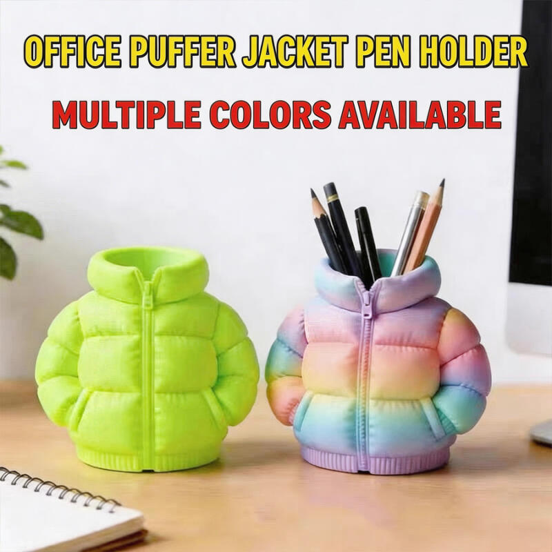 3D Puffer Jacket Shaped Pen Holder Creative Stand Up Desk Storage Pouch Cute Office Stationery Organizer Box For Home