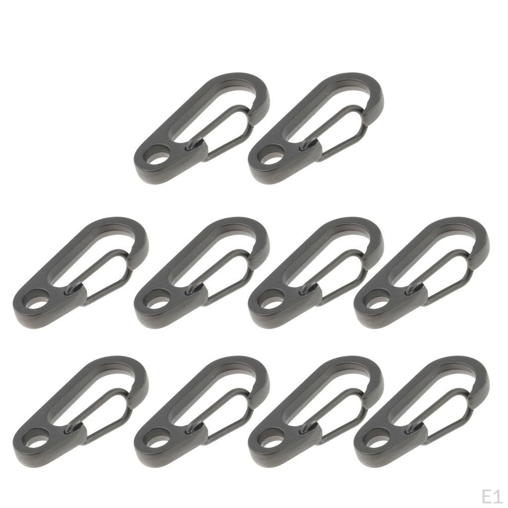 Pack of 10 Alloy Snap Spring Hooks - Heavy Duty Multipurpose Carabiners