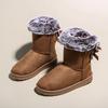 Fashion 2024 New Women Outdoor Comfortable Round Toe Boots Women Casual Winter Plush Fleece for Warmth Flat Snow Boots Shoes for Women