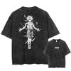 Anime Graphic Print Washed TShirt Oversized Cotton Tshirts Harajuku Harajuku Vintage Trendy T Shirt