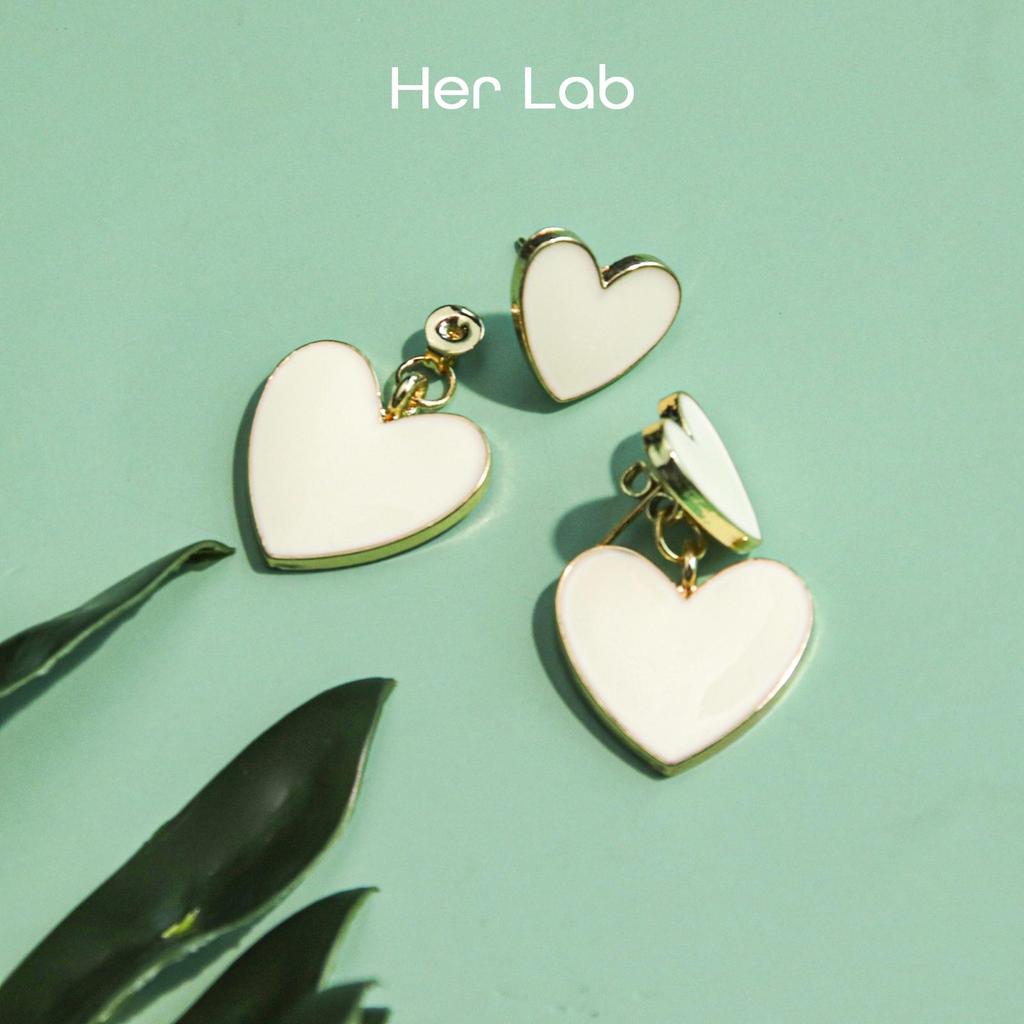 Her Lab | Handmade Colorful Metal Heart Stud Earrings Cute Women's Stud Earrings Korean Style Lightweight Hypoallergenic