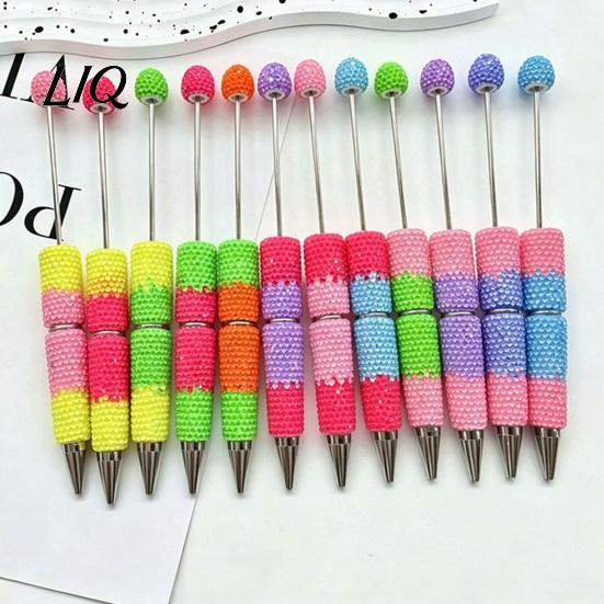 Novelty Rainbow Pens DIY Beadable Pen, Colorful Fancy Beaded Crafting Ballpoint Smooth Flow Gift for Students, Party Favors, Creative Office Supplies