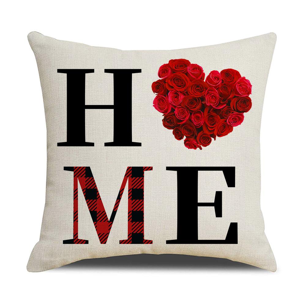 

Red Letter Plaid Series Valentine s Day Cushion Linen Print Sofa Cushion Cushion Cover 45 * 45Cm (excluding pillow core)