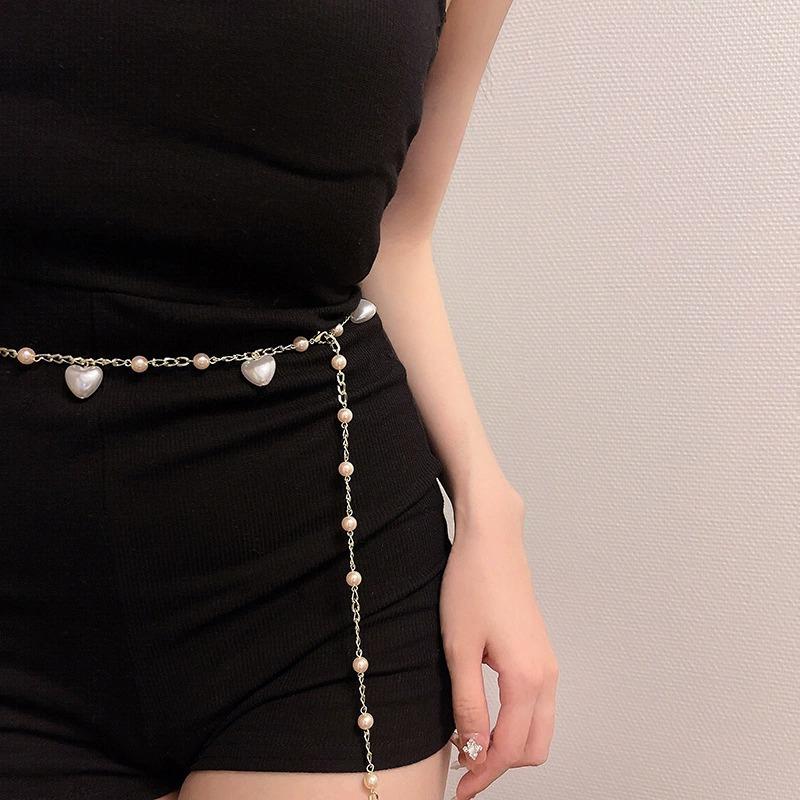 

Цепочка на талию Женский дизайн Sense Love Pearl Пояс Украшение с юбкой Золотой металлический цепной пояс Женский серебряный