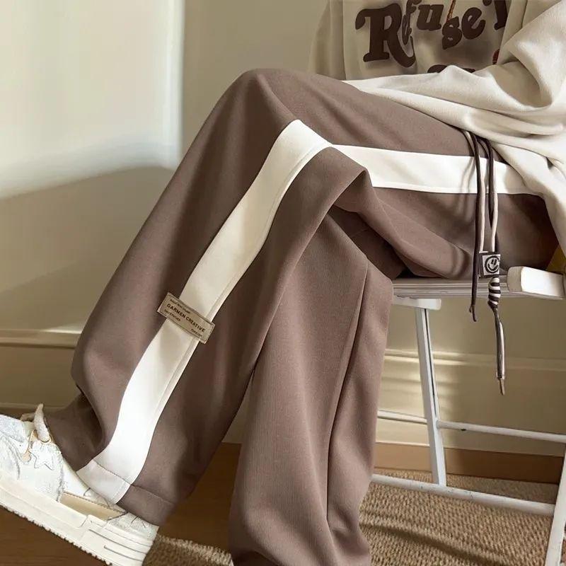 Spring/Summer Plus-Size 2-300 Jin Unisex High-Street Wide-Leg Sweatpants - Casual, Sports-Style, Straight Leg.