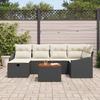 Garden Sofa Set with Cushions 7 pcs Black Poly Rattan