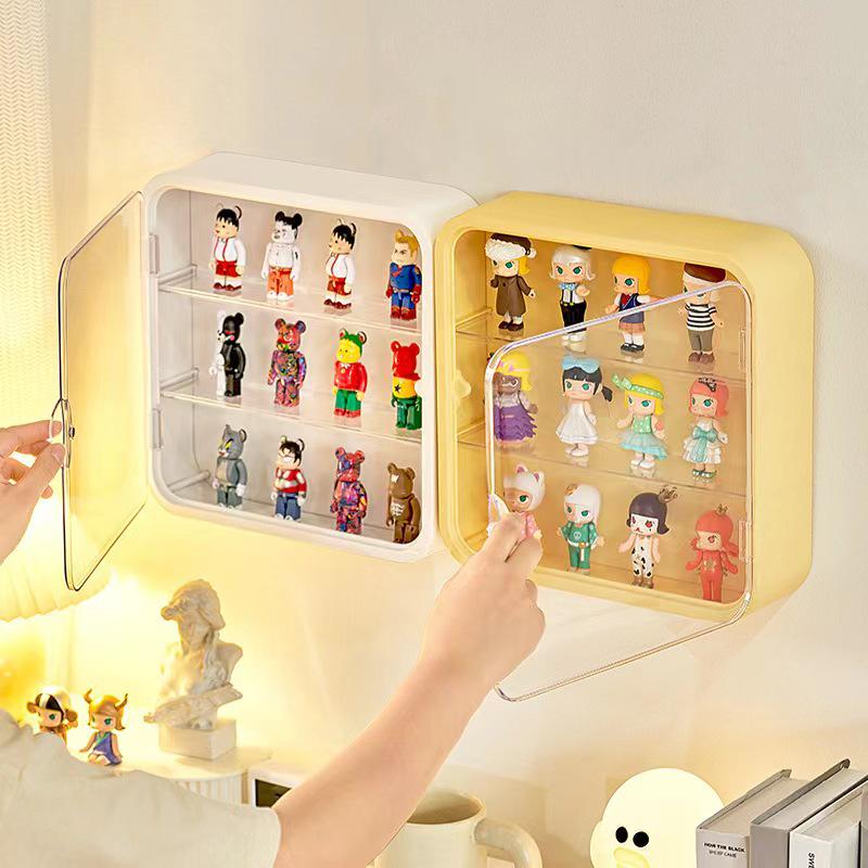 Large Capacity Transparent Wall-Mounted Figurine Display Rack with Dustproof Storage