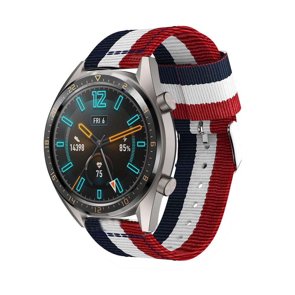 

22mm Classic Buckle Nylon Watch Strap for Huawei Watch GT Blue/White