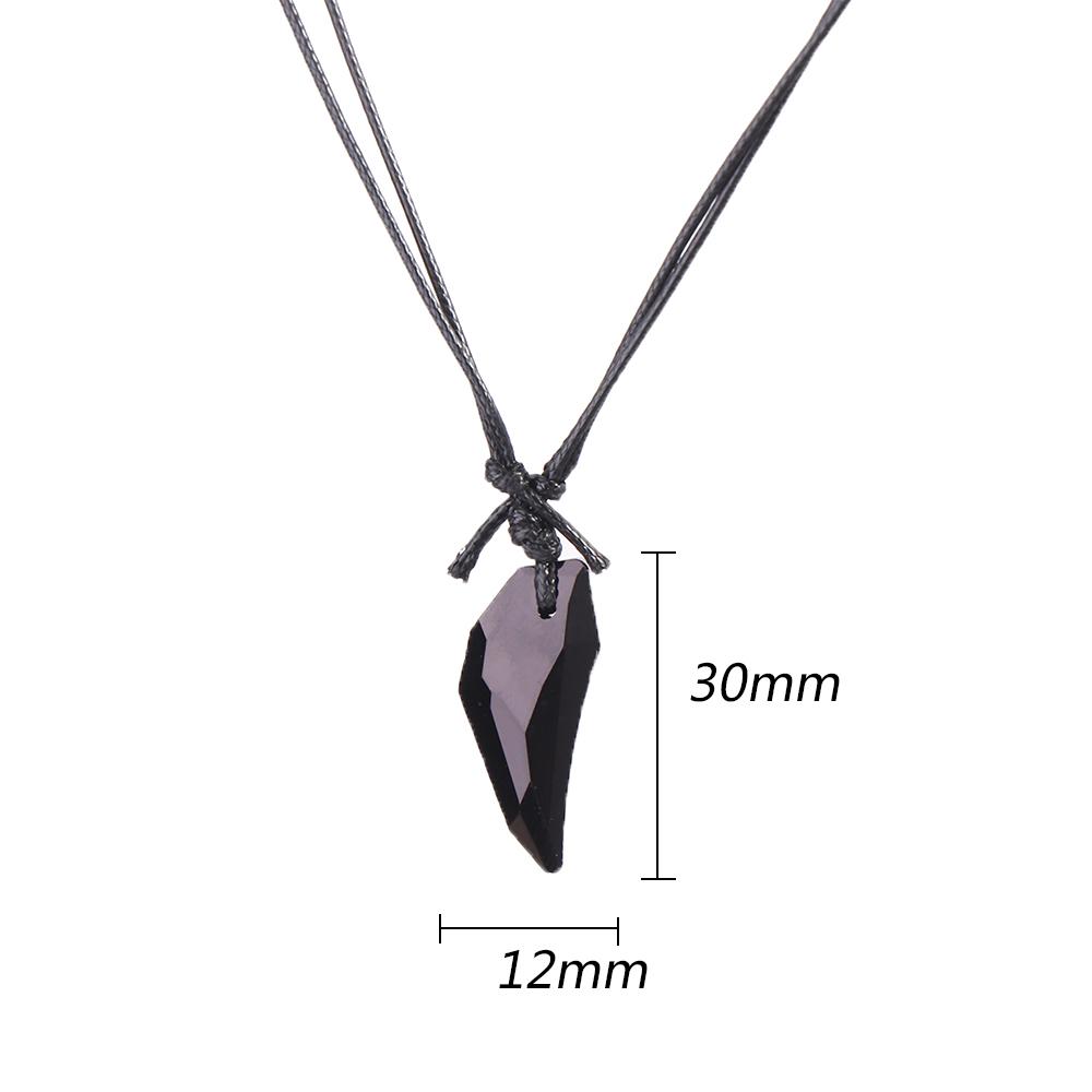 Polished Couple Accessories Black Sapphire Austrian Crystal 18K Plated Wolf Tooth Pendant Necklace