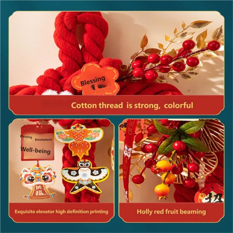 Handcrafted Cotton Thread Auspicious Knot Ornament New Year Pendant for Holiday Parties and Gifting