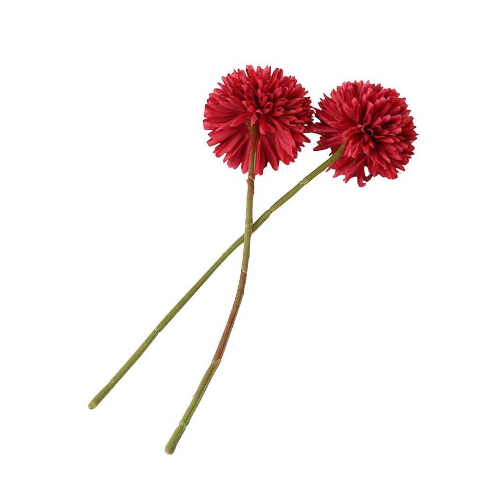 3Pcs Artificial Chrysanthemum Flowers Faux Red Ball Flowers Fall Flowers For Christmas Home Decoration