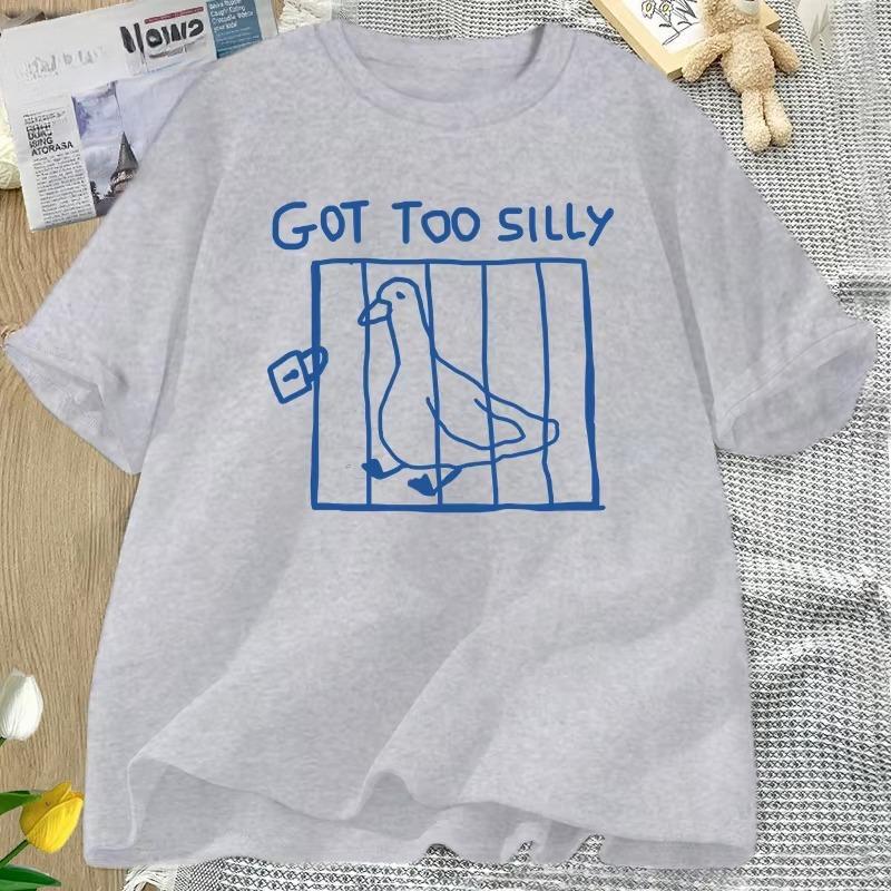 Harajuku funny silly goose printed Tshirt casual Womens Tshirt streetwear short sleeved Womens Tshirt